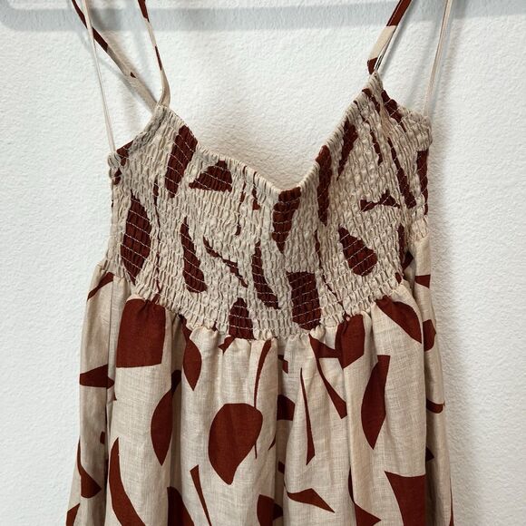 Astr The Label Marlene Printed Midi Dress Sz S Linen Blend Summer Beach Casual - Picture 3 of 10